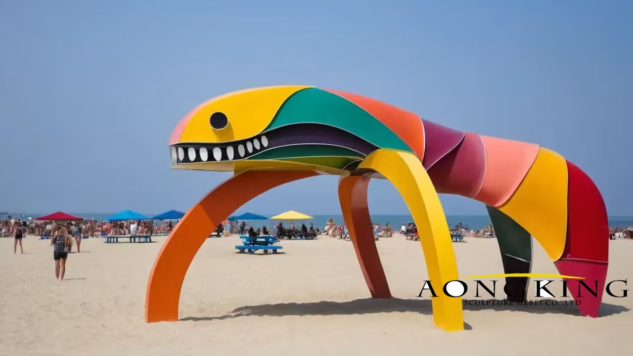 Spliced recyclable colorful creatures sculpture