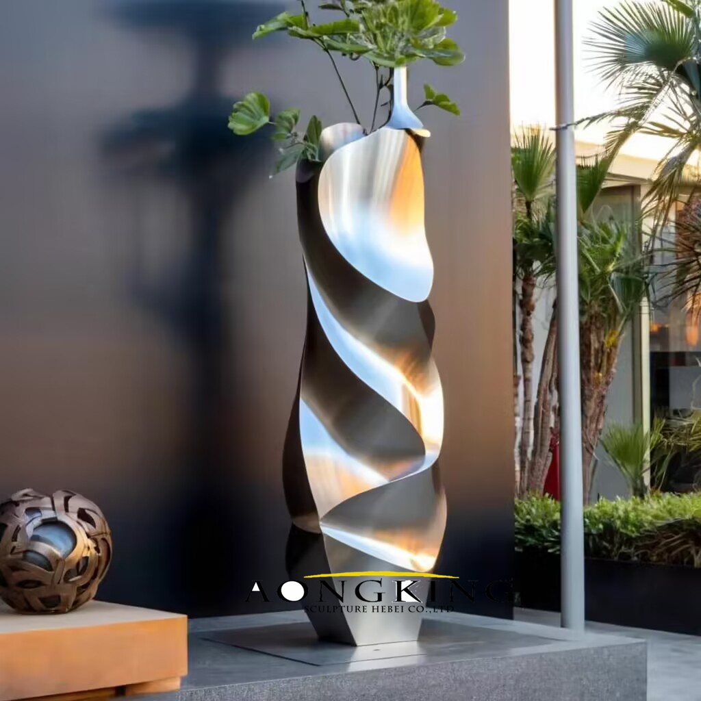 large metal vase Front porch sculpture